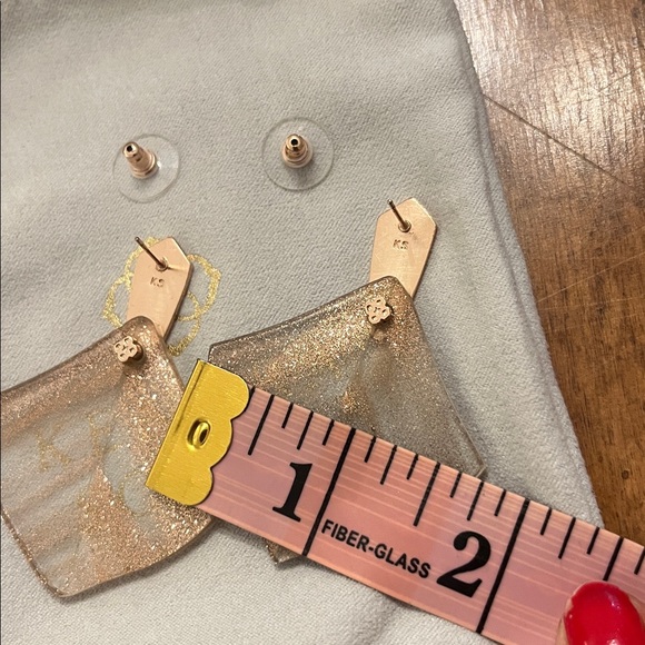 Kendra Scott Aislinn Dusted Gold Glass Pierced Drop Earrings EUC Retired 2018 - Picture 6 of 6